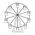 The wheel is in the amusement park. Slow attraction to explore the city.Amusement park single icon in outline style