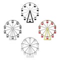 The wheel is in the amusement park. Slow attraction to explore the city.Amusement park single icon in cartoon style