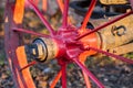 Wheel of antique horse drawn wagon Royalty Free Stock Photo