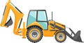 Wheel Backhoe Loader Icon in Flat Style. Vector Illustration