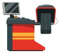 Wheel balancer machine. Auto maintenance cartoon icon. Royalty Free Stock Photo