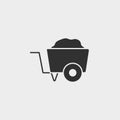 Wheel barrow, building , icon, flat illustration isolated vector sign symbol - construction tools icon vector black - Vector Royalty Free Stock Photo