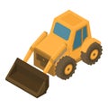 Wheel bulldozer icon, isometric style