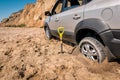 The wheel of the car got stuck in the sand Royalty Free Stock Photo