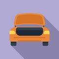 Wheel in car trunk icon flat vector. Open door Royalty Free Stock Photo