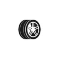 Wheel car vector icon isolated on white background, tire icon, black and white tire logo element, simple flat car wheel Royalty Free Stock Photo