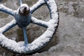 Wheel carriage covered in snow Royalty Free Stock Photo