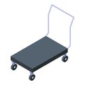 Wheel cart shop stand icon, isometric style