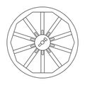 Wheel cart vector outline icon. Vector illustration wood cartwheel on white background. Isolated outline illustration