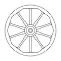 Wheel cart vector outline icon. Vector illustration wood cartwheel on white background. Isolated outline illustration