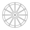 Wheel cart vector outline icon. Vector illustration wood cartwheel on white background. Isolated outline illustration