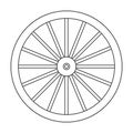 Wheel cart vector outline icon. Vector illustration wood cartwheel on white background. Isolated outline illustration