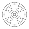 Wheel cart vector outline icon. Vector illustration wood cartwheel on white background. Isolated outline illustration