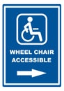 Wheel chair Accessible, vector sign, blue,eps. Royalty Free Stock Photo