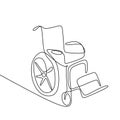 wheel chair continuous line drawing minimalist design Royalty Free Stock Photo