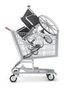 Wheel chair in shopping cart Royalty Free Stock Photo