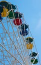Wheel colorful carousel on blue clear sky background