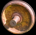 The wheel covered with rust from the car of the old railway Royalty Free Stock Photo