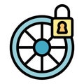 Wheel cycling lock icon vector flat