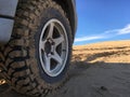 wheel at desert goby in mongolia