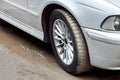 Wheel of a dirty car. Royalty Free Stock Photo