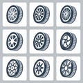 Wheel disks and tires icons