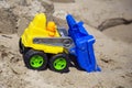 Wheel dozer plastic toy at the sea beach