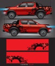 4 wheel drive truck and car graphic vector. abstract lines with black background design for vehicle vinyl wrap