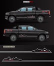 4 wheel drive truck and car graphic vector. abstract lines with black background design for vehicle vinyl wrap