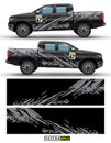 4 wheel drive truck and car graphic vector. Splash pattern abstract lines with black background design for vehicle sticker wrap