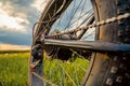 Wheel of an electric bicycle close-up. Sports hobby Royalty Free Stock Photo