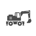 Wheel excavator or tractor glyph icon Royalty Free Stock Photo