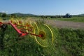 Wheel-finger trailer rakes. Tractor rake for hay felling. Mechanisms of agricultural machinery and equipment