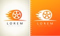 Wheel in Fire flame logo vector