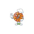 Wheel fortune cartoon character in a chef dress and white hat