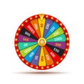 Wheel fortune casino game. Lucky prize spin jackpot lottery background. Fortune wheel isolated