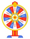 Wheel of fortune with multi-colored sectors, flat style illustration. Casino and gambling vector Royalty Free Stock Photo