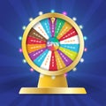 Wheel of fortune 3d object, lucky roulette in flat vector style Royalty Free Stock Photo