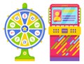 Wheel of Fortune and Colorful Slot Machine Vector Royalty Free Stock Photo