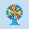 Wheel of fortune isolated on background. Roulette of fortune. Lottery, game in casino concept. Vector cartoon design Royalty Free Stock Photo