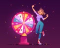 Wheel of fortune and lucky girl winner in casino