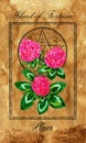 Wheel of Fortune. Major Arcana tarot card with Clover and magic seal