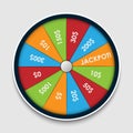 Wheel of Fortune with money prize, winning lottery. Gambling roulette, winner lucky game, vector Royalty Free Stock Photo