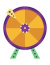 Wheel fortune. Roulette game wheel with sections, flat icon. Spin lucky wheel, casino, money game symbol. Isolated