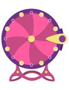 Wheel fortune. Roulette game wheel with sections, flat icon. Spin lucky wheel, casino, money game symbol. Isolated