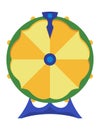 Wheel fortune. Roulette game wheel with sections, flat icon. Spin lucky wheel, casino, money game symbol. Isolated