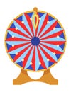 Wheel fortune. Roulette game wheel with sections, flat icon. Spin lucky wheel, casino, money game symbol. Isolated