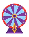 Wheel fortune. Roulette game wheel with sections, flat icon. Spin lucky wheel, casino, money game symbol. Isolated