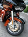 Wheel and headlights, Harley Davidson Royalty Free Stock Photo