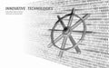 Wheel helm computer developer app concept. Business digital open source program. Data coding steering 3D low polygonal Royalty Free Stock Photo